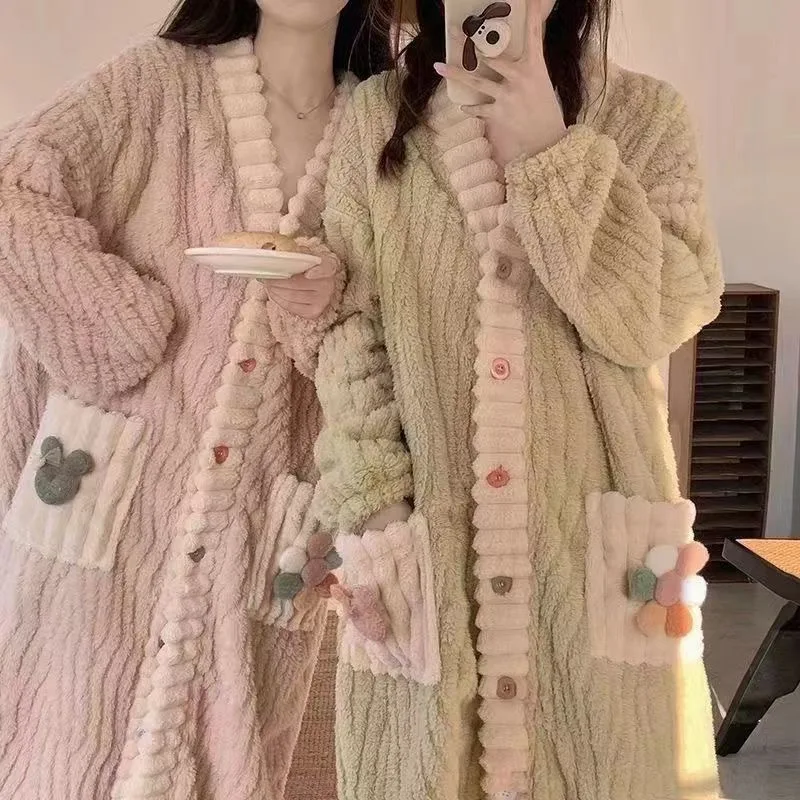 Bathrobe - Bata cálida gruesa acolchada para mujer,